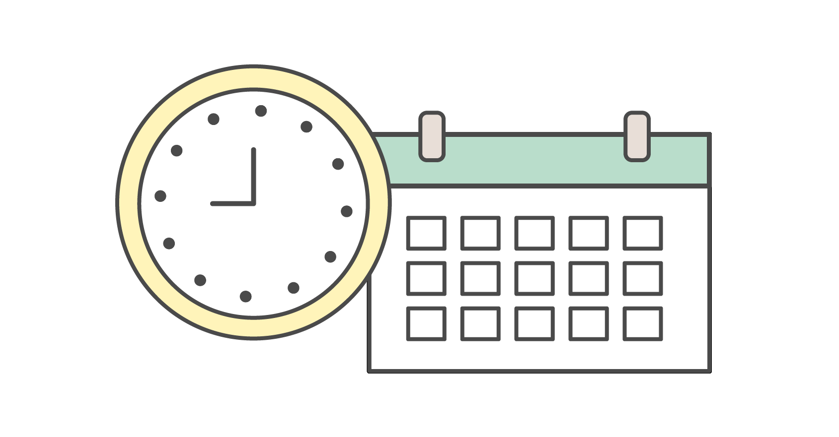 カレンダー、時計のイラスト