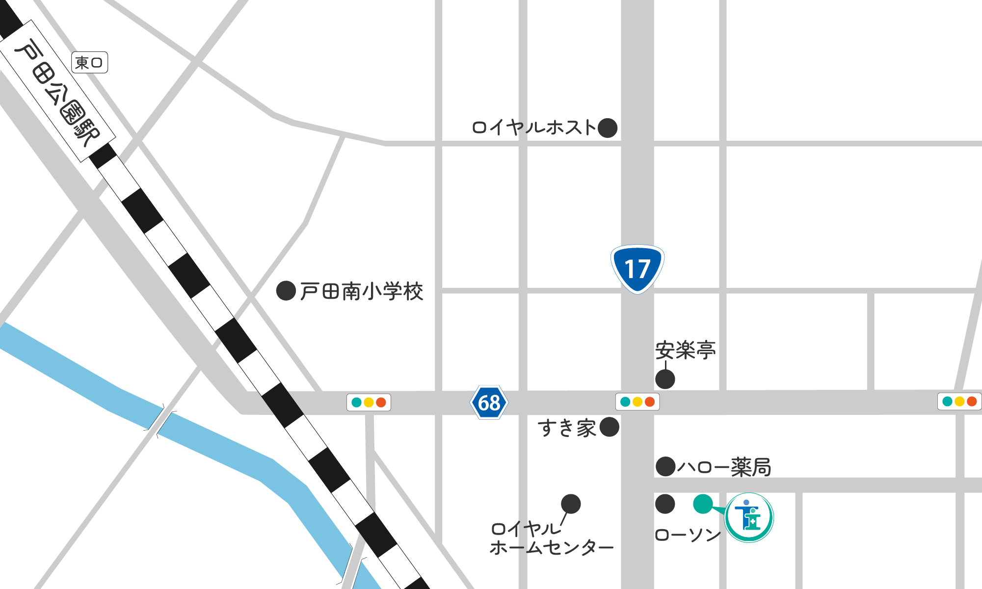 戸田公園駅からクリニックまでの案内図